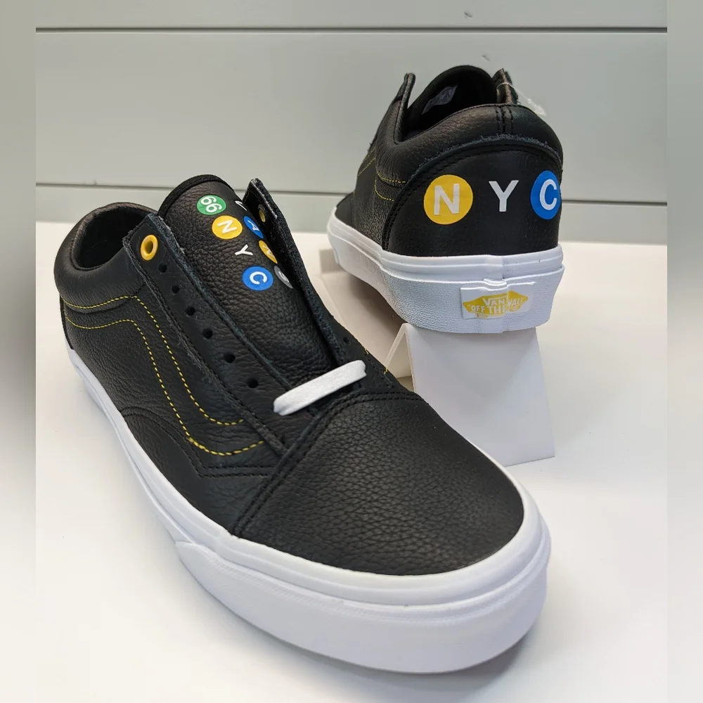 Vans Old Skool NYC 66 Subway Black Leather Fashion Casual Sneakers sz Women's 7 - Picture 1 of 11